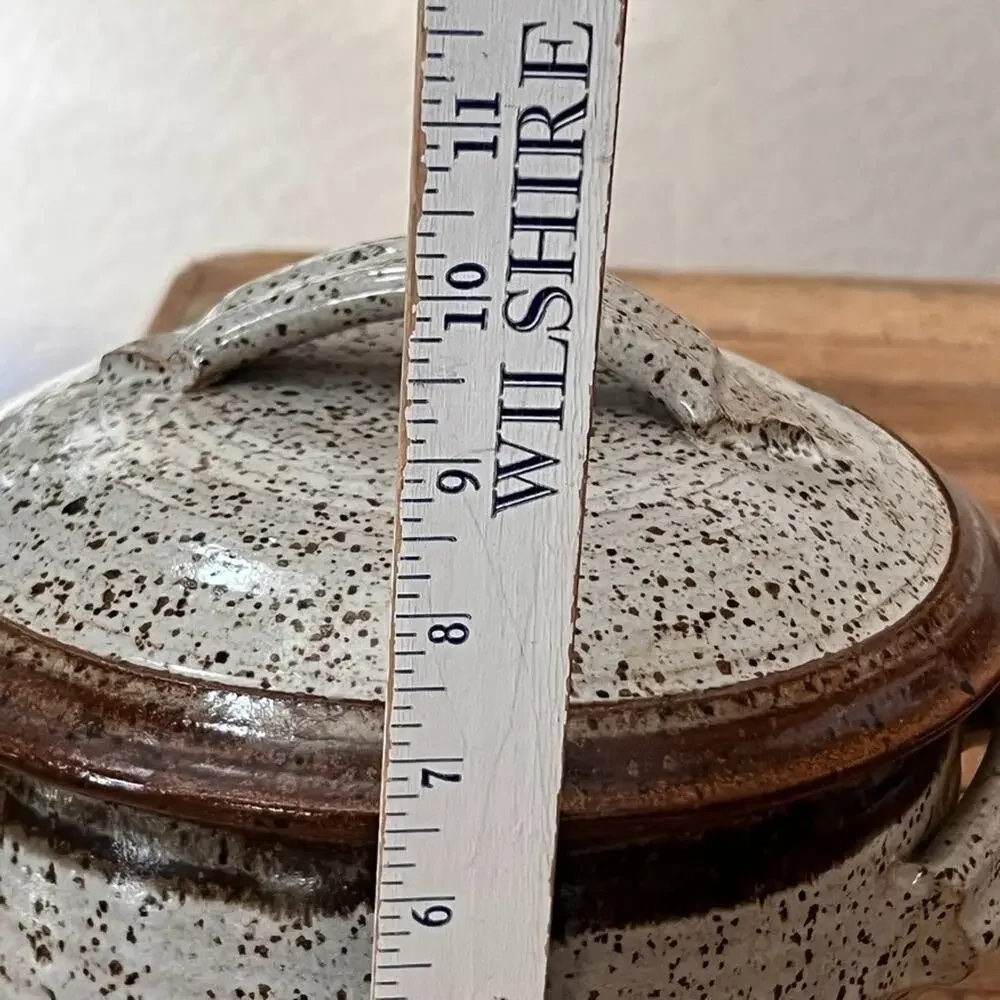 Stoneware Pottery Funnel Steamer Bundt Cake Bakeware Lidded & Handles